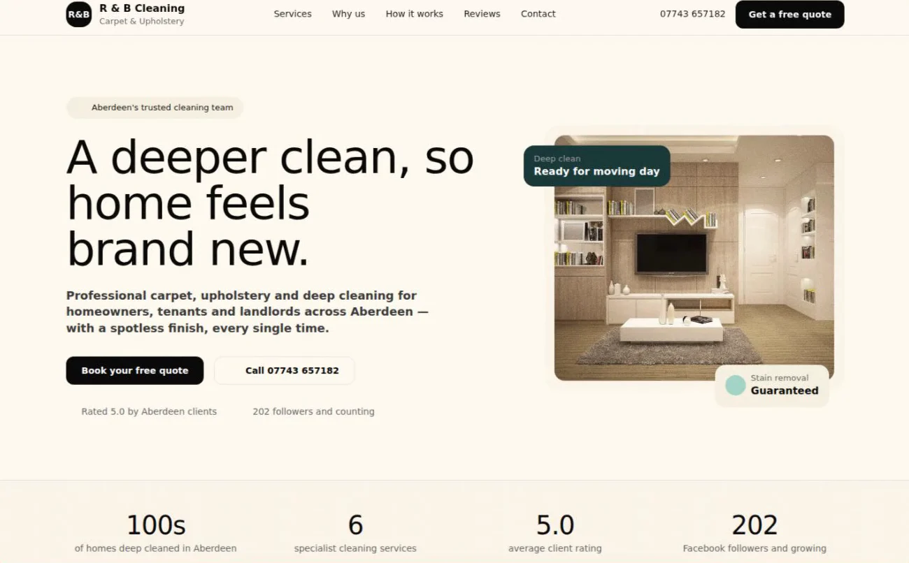 Preview of the R & B Cleaning website